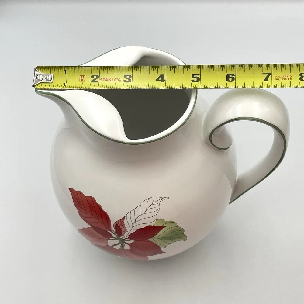 Vintage 1982‎ Block BERNARDA Portugal Poinsettia Watercolors Pitcher Christmas
